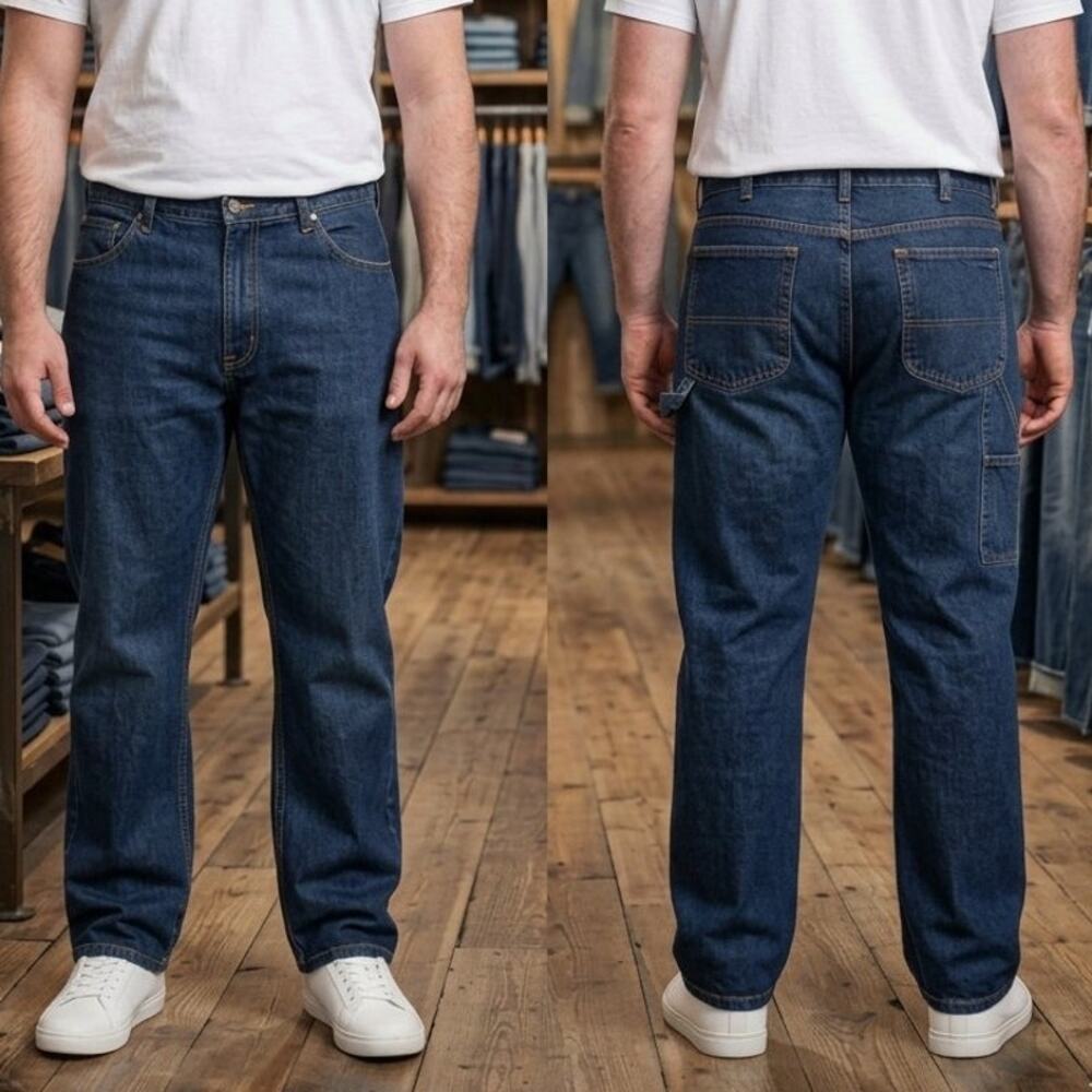 Dickies Dark Blue Carpenter Pocket Denim Jeans Mens 44x30 Dirty Wash Black Tag
